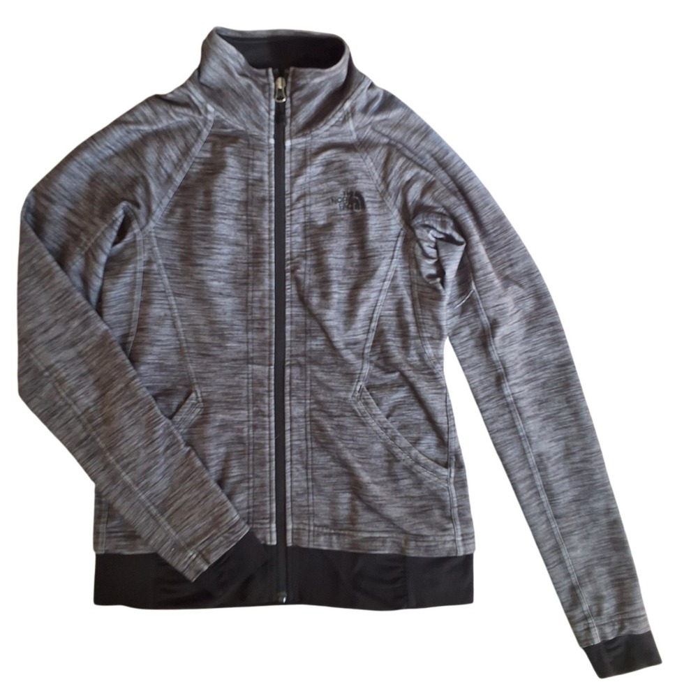 The North Face Womens Gray Space Dye Full Zip Track Jacket Size S Mock Neck